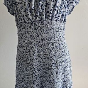 Wild Fable Blue Floral Mini Dress, Smocked Bodice With A Ruffle Bottom